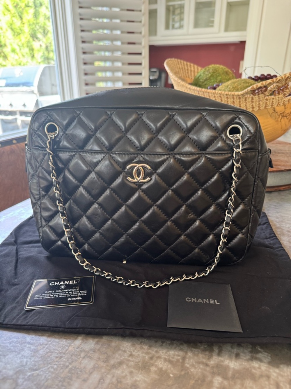 CHANEL Camera Case “CC”Black Quilted Lambskin